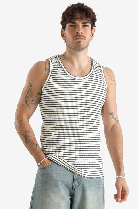 Geripptes Tanktop - Offwhite + Schwarz