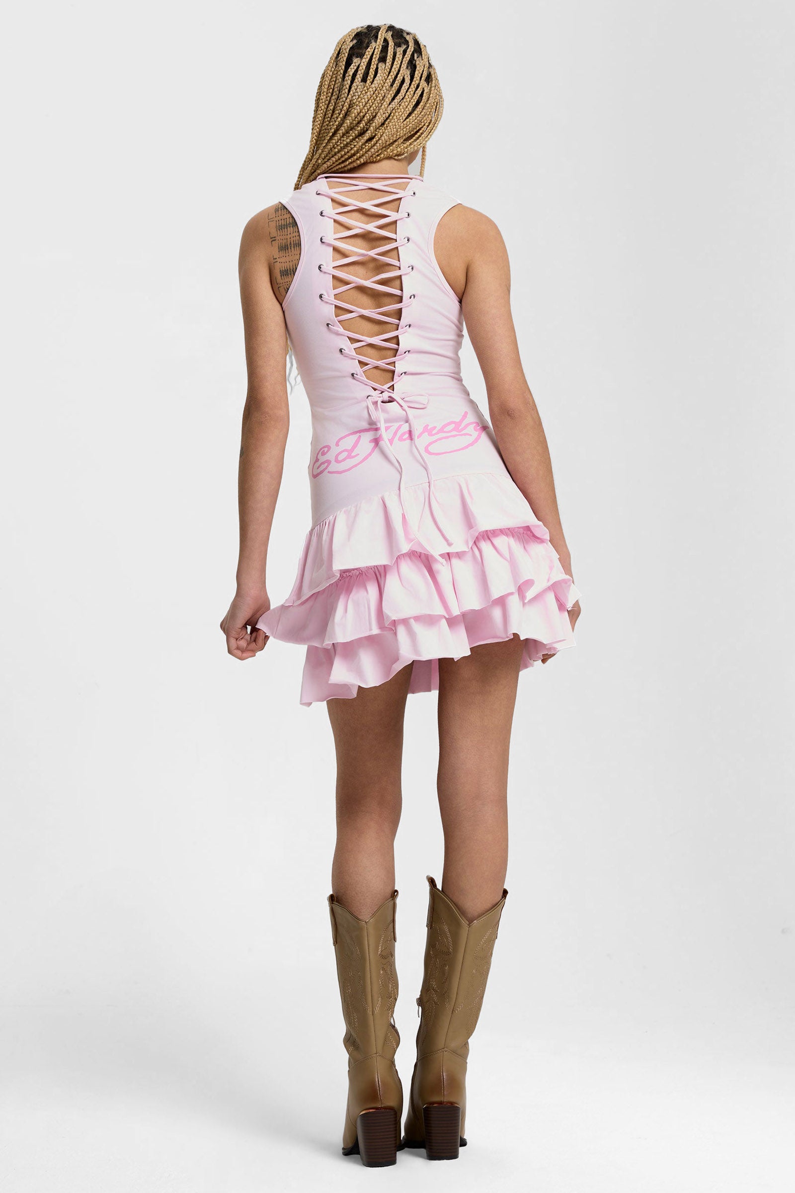 Mini robe avec laçage - Pink