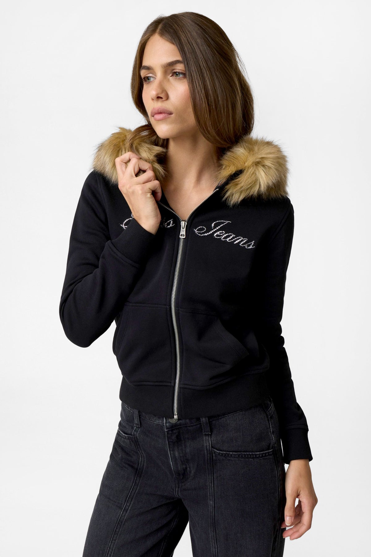 Kapuzensweatjacke - Jet Black