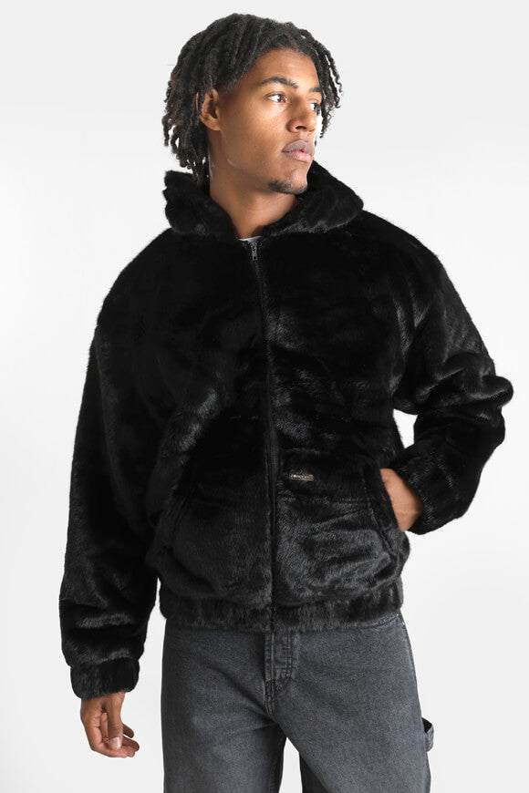 Kunstpelzjacke - Schwarz