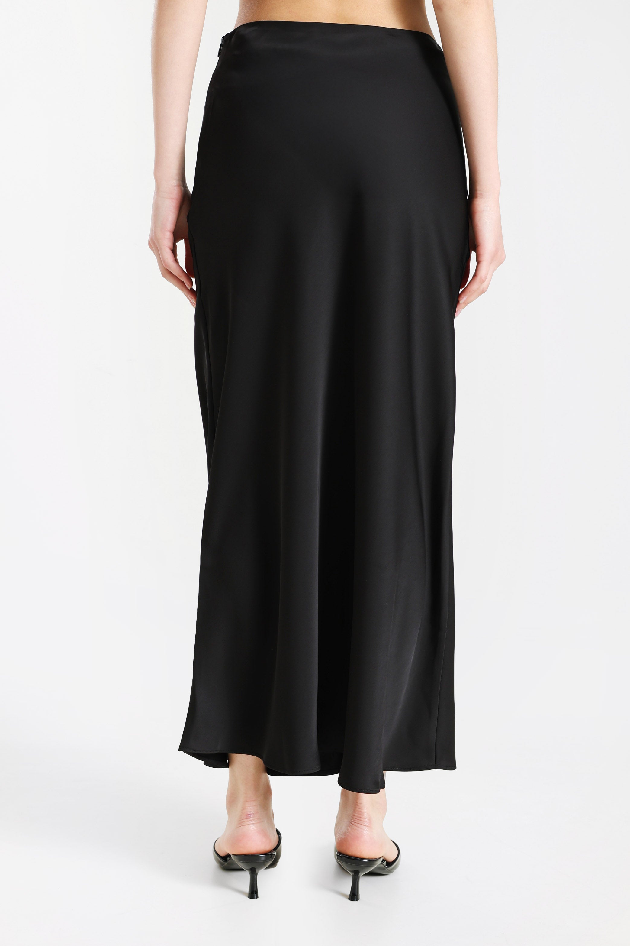 Gonna lunga in satin - Nero