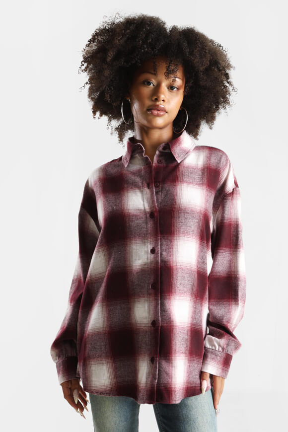 Chemise à carreaux oversize - Bordeaux + Blanc