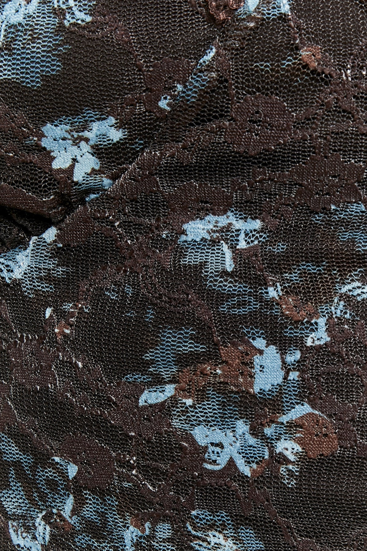 Crop Spitzen Langarmshirt - Dark Brown + Light Blue