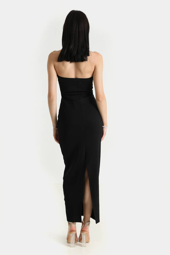 Ribbed bandeau maxi dress - black