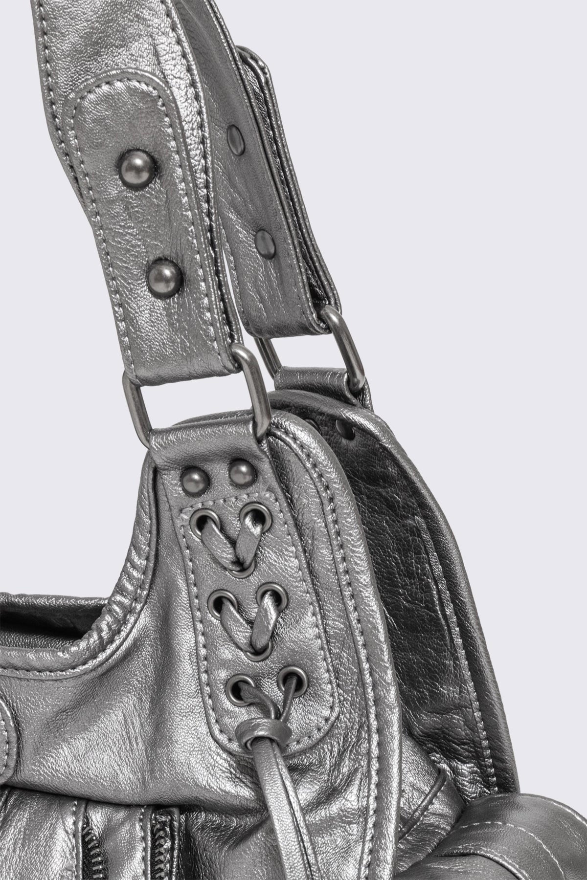 Borsa a mano Jules con borchie - Silver