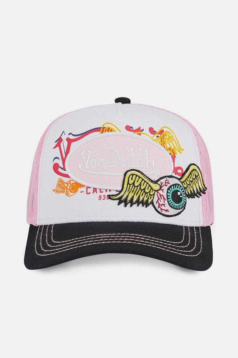 Trucker Cap / Snapback - White + Rose + Black