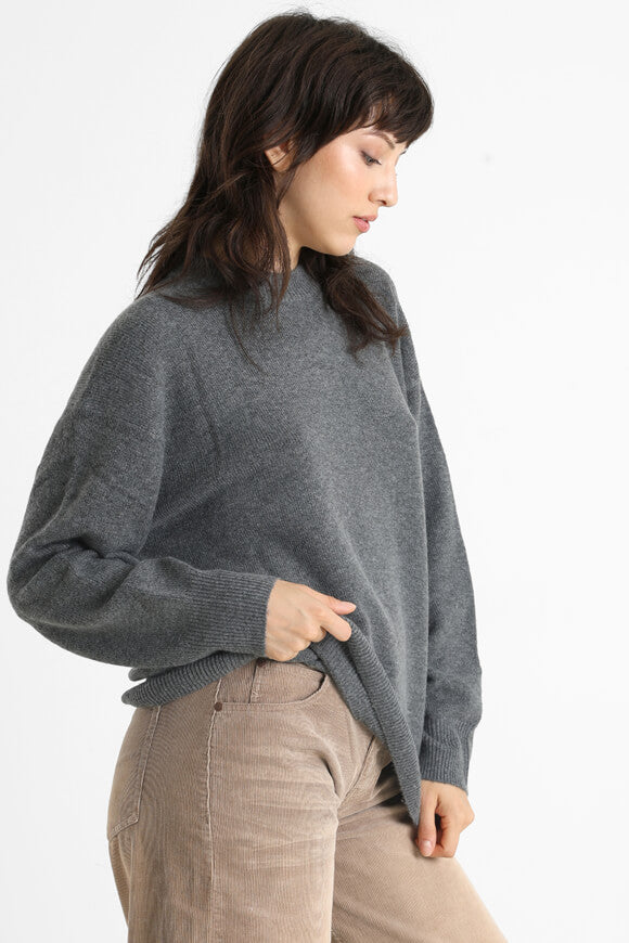 Pull ample en tricot - Gris foncé