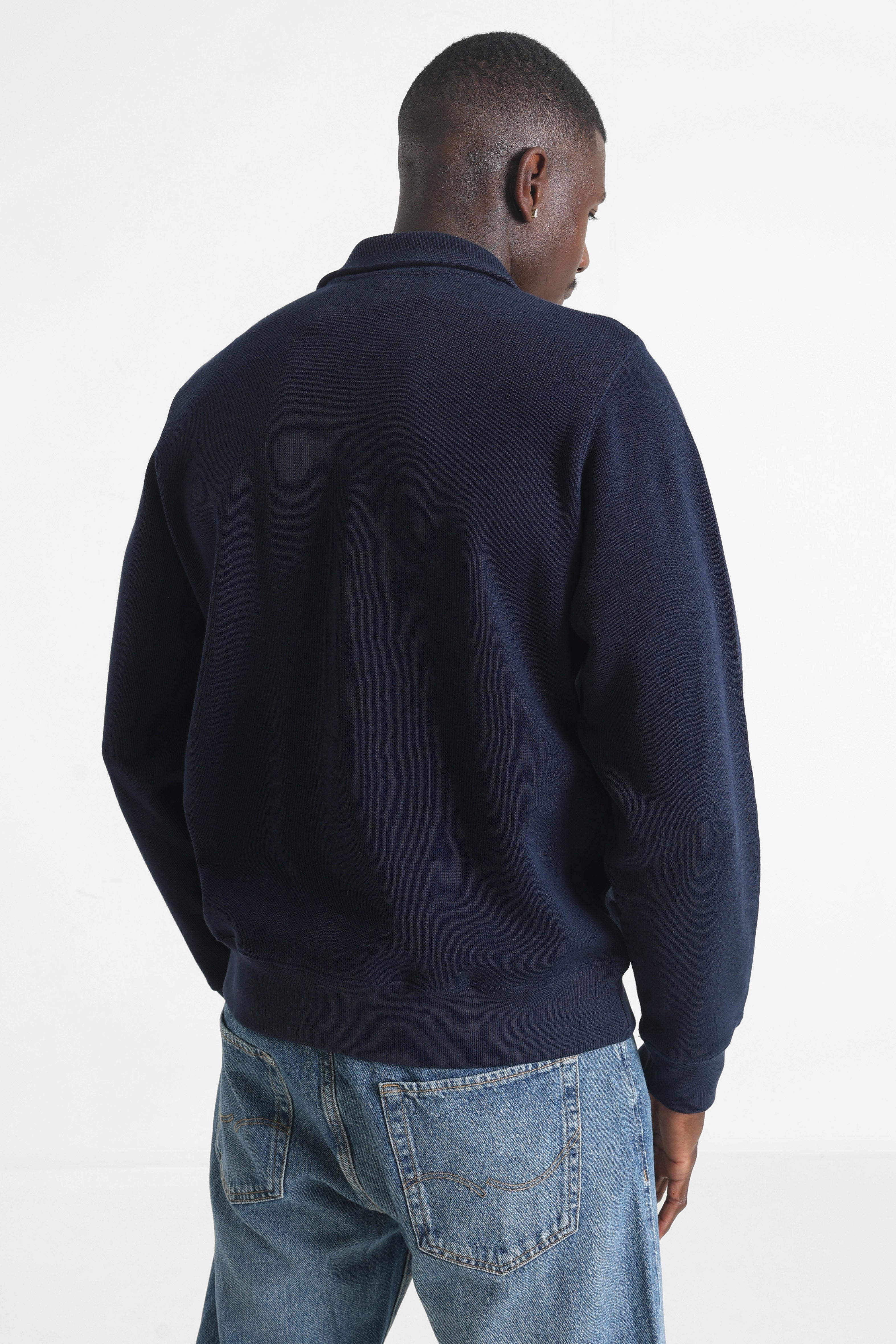 Pull en tricot fin côtelé - Navy