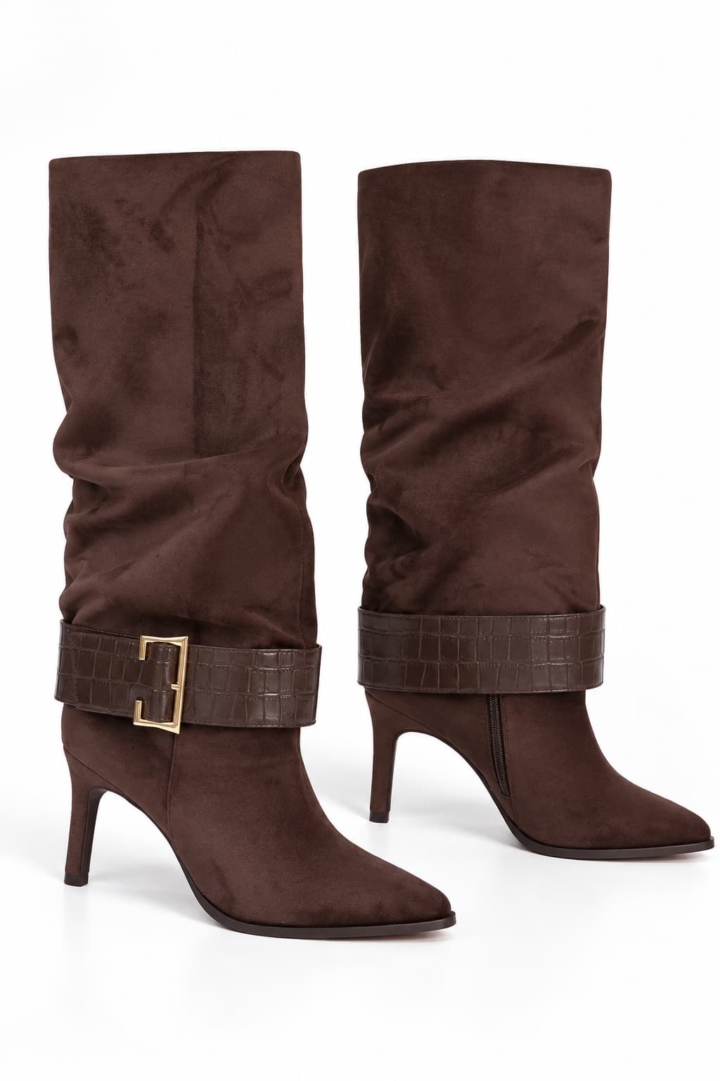 Kunstwildleder Stiefel - Coffee