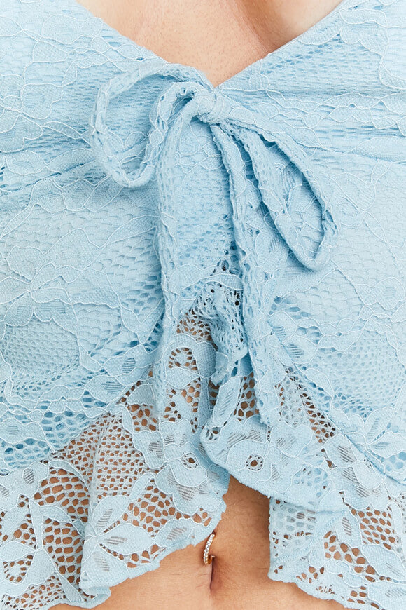 Spitzen Crop Trägertop - Hellblau