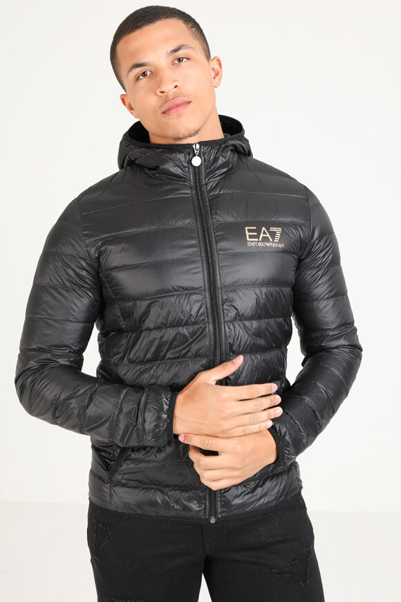 Leichte Puffer Daunenjacke - Black + Gold