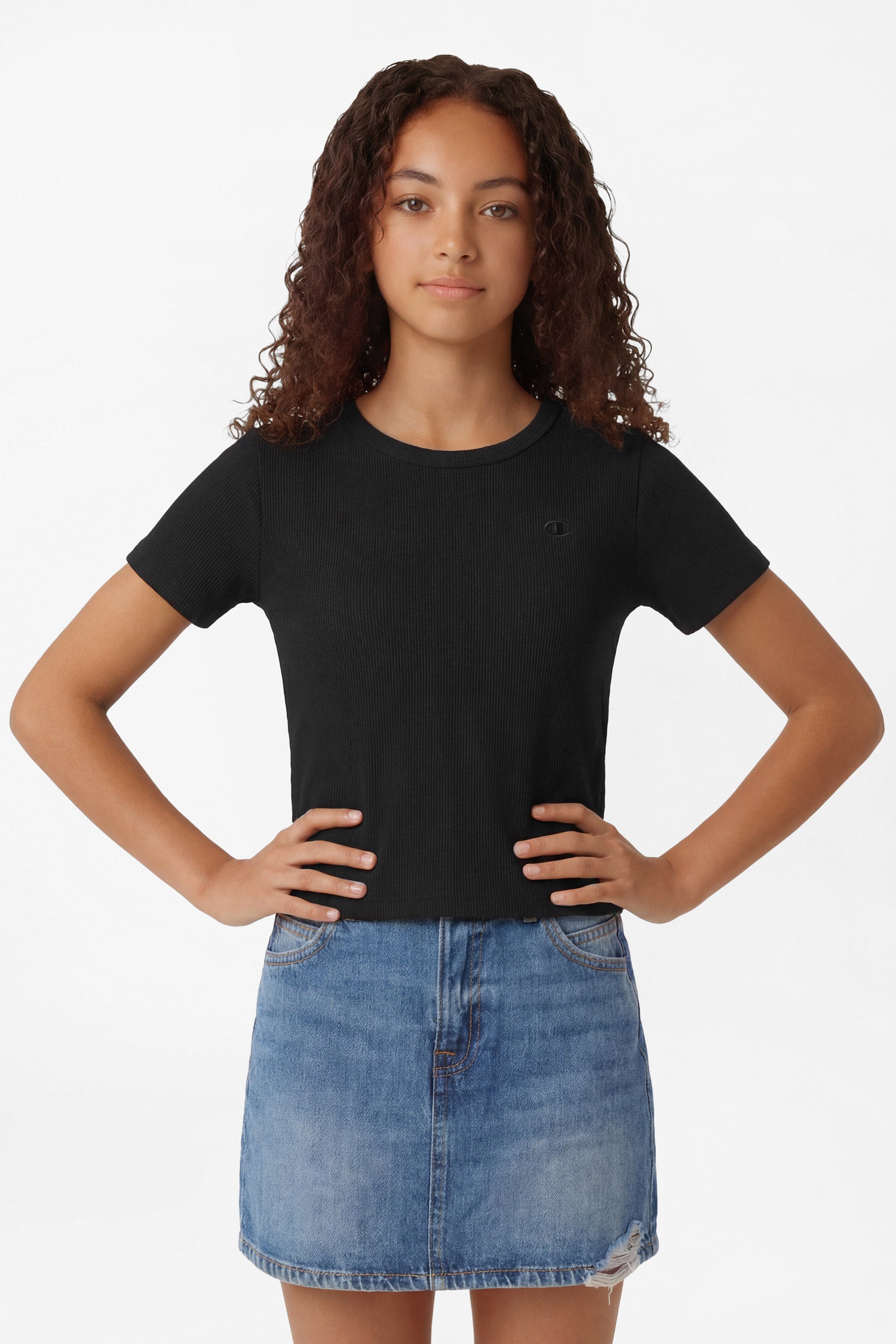Geripptes T-Shirt - Black