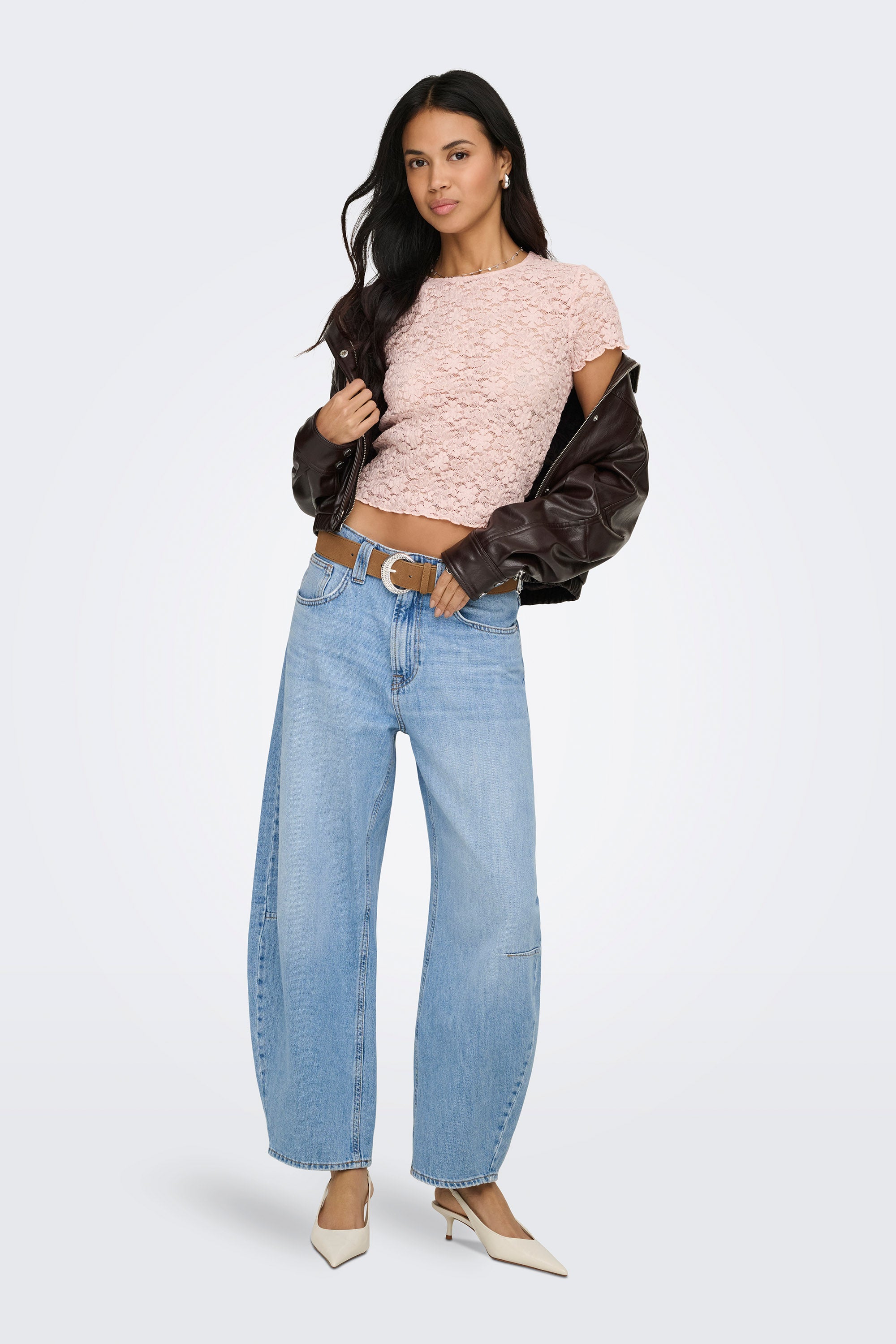 ONLFAITH Spitzen T-Shirt - Sepia Rose