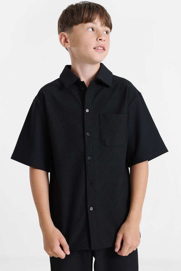 Shirt in structured fabric - Black