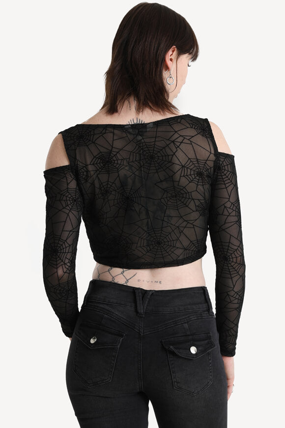 Shirt court en mesh manches longues - Black