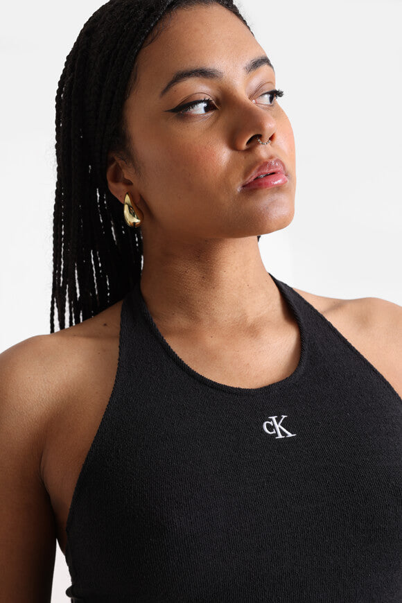 Crop Top dos nu structuré - Noir