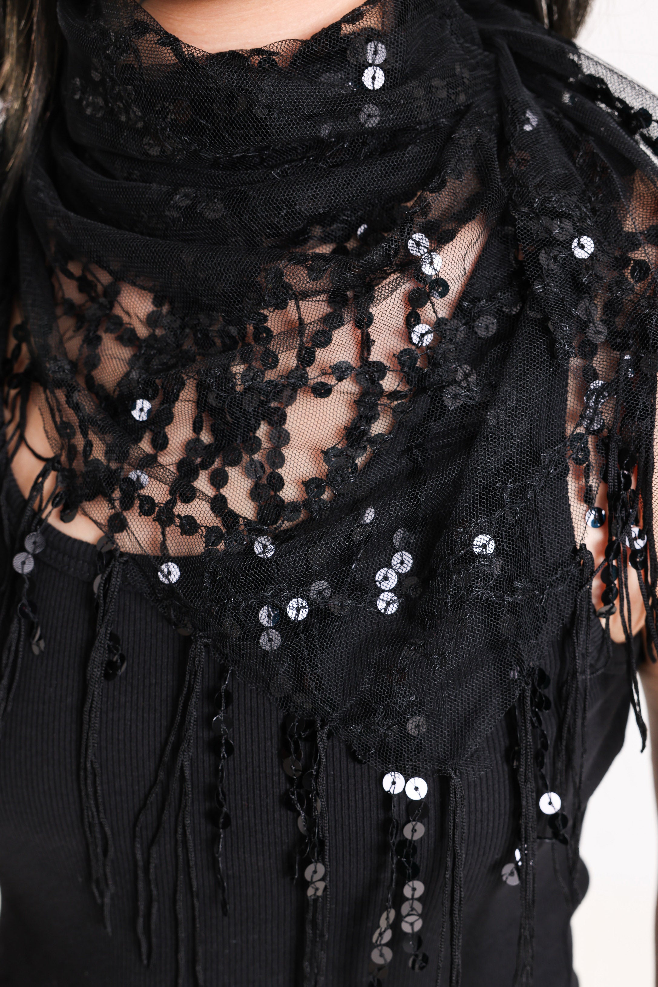Pailletten-Tuch / Foulard - Black