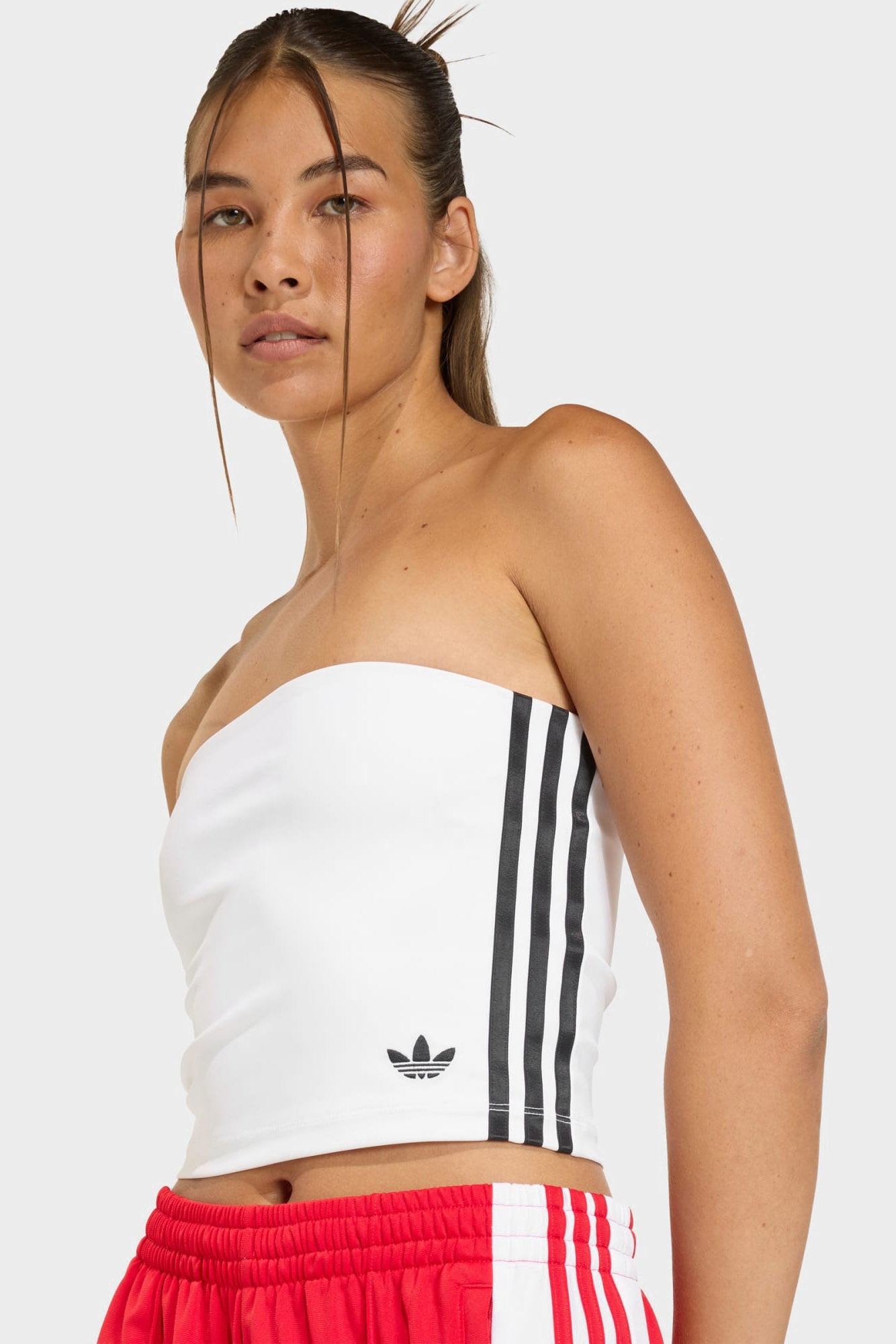Cropped bandeau top - White + Black
