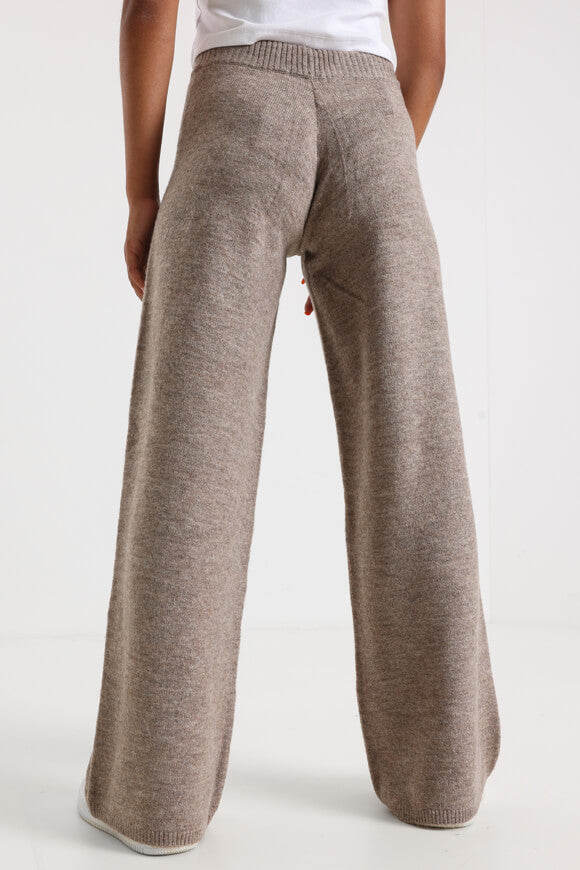Wide leg knitted trousers - Beige mottled
