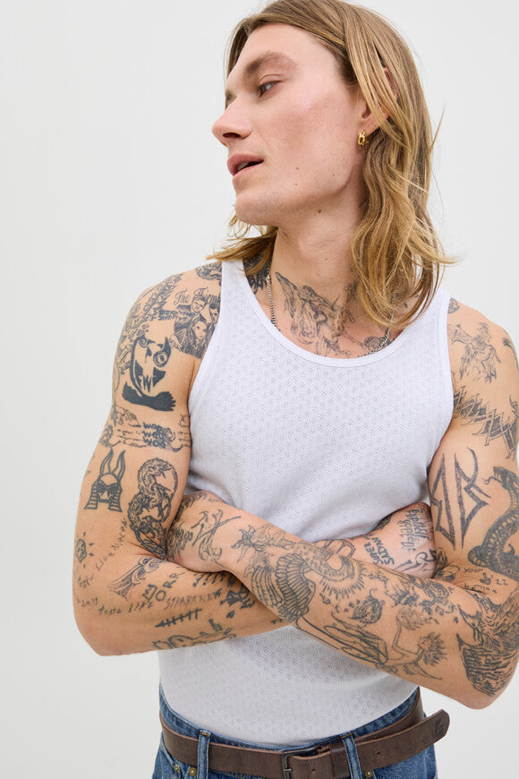 JORHYDRA Tanktop mit Lochmuster - Bright White