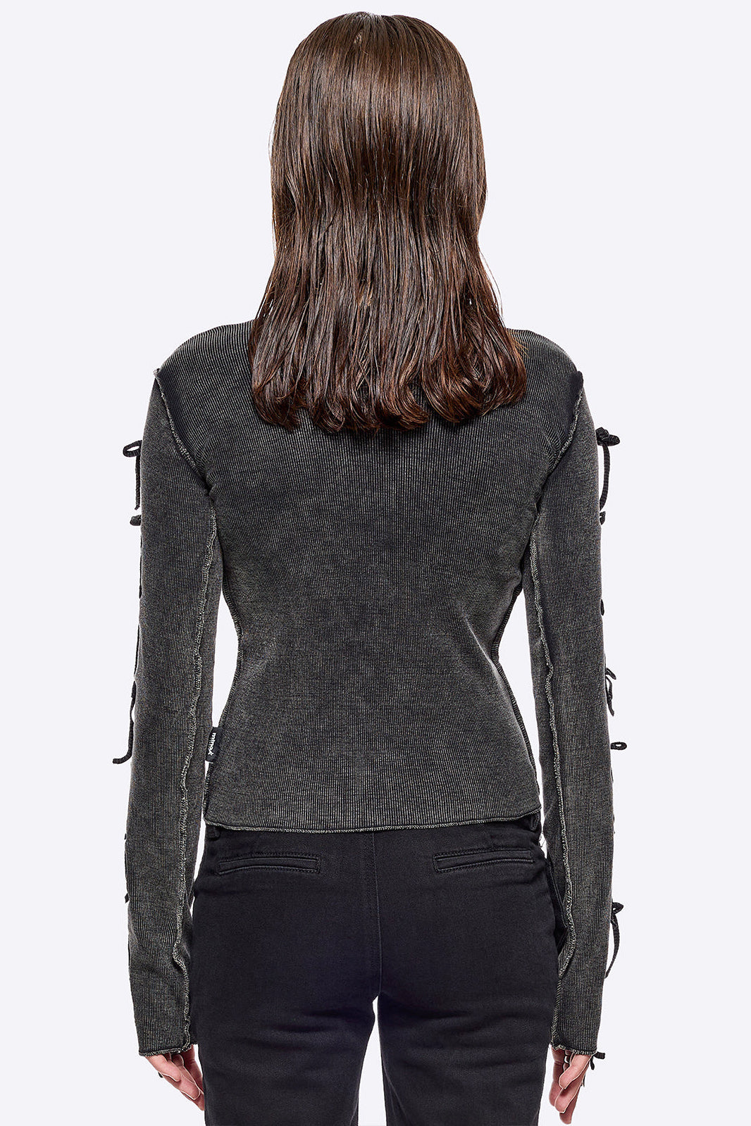Lola Geripptes Langarmshirt - Black Washed