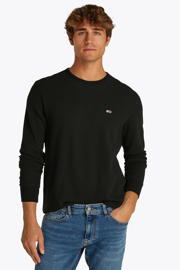 Shirt manches longues en tissu gaufré - Black