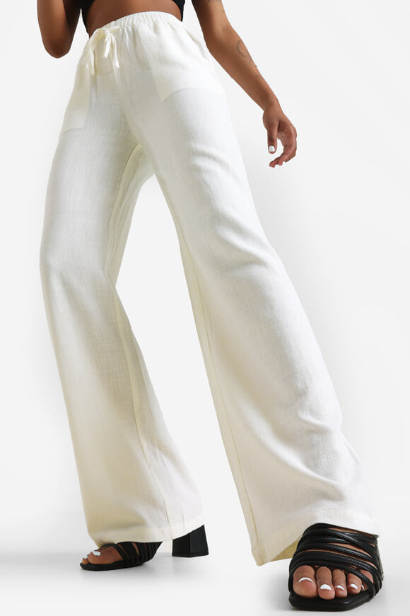 Pantaloni di lino a gamba larga - Offwhite
