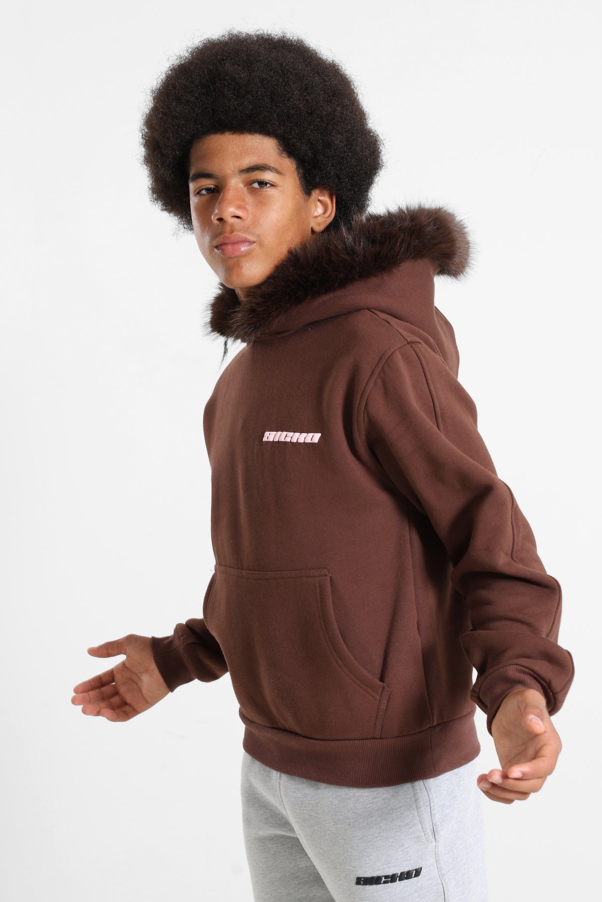 Kapuzensweatshirt - Braun + Rosa