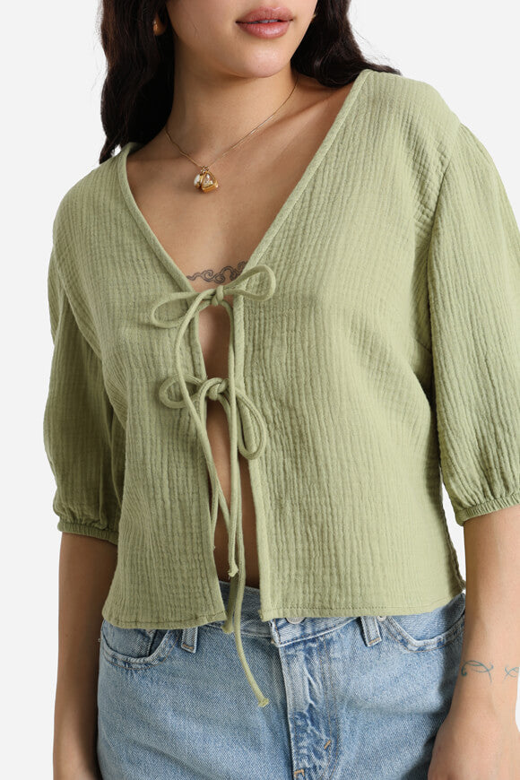 Musselinbluse - Olive