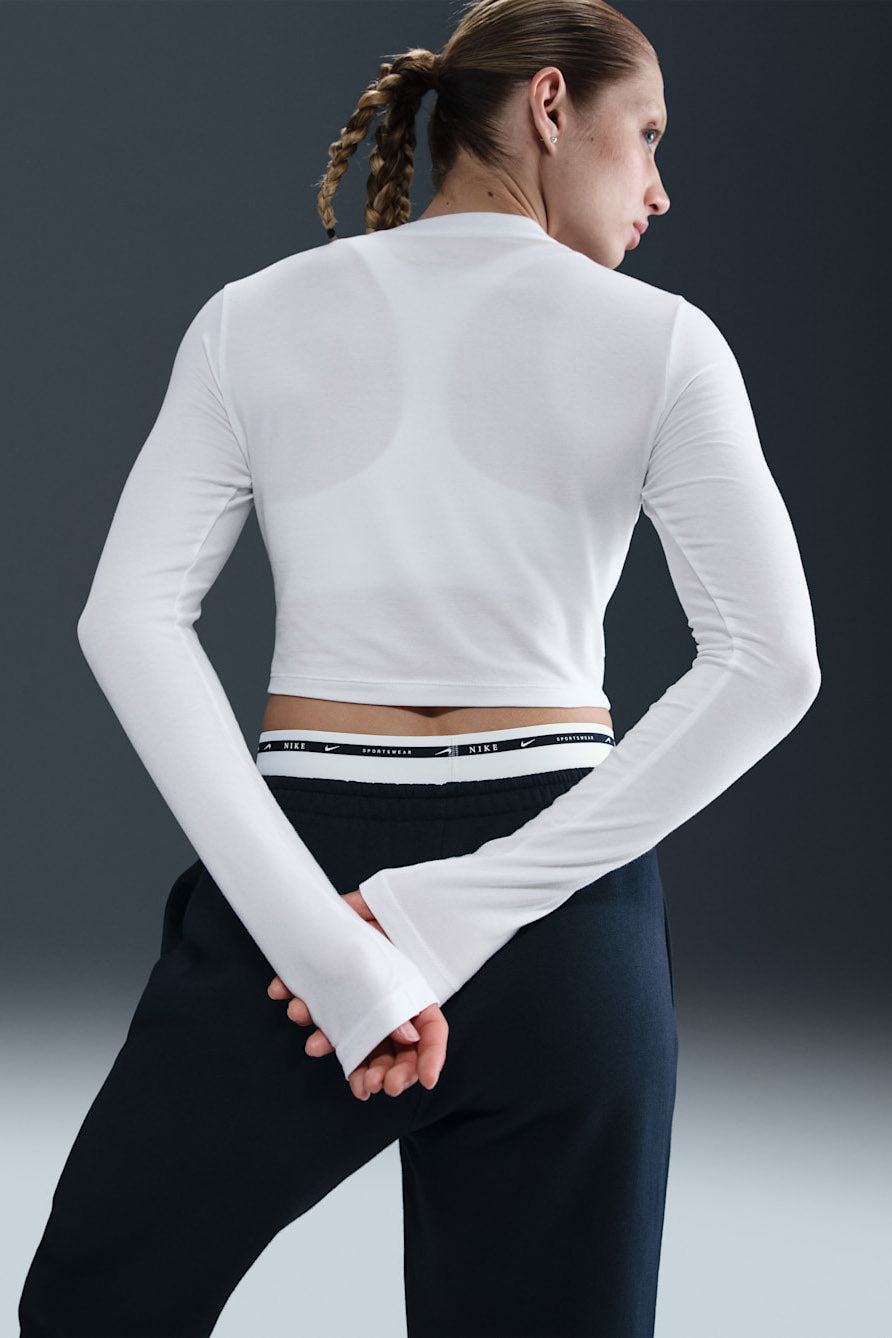 Crop Langarmshirt - White