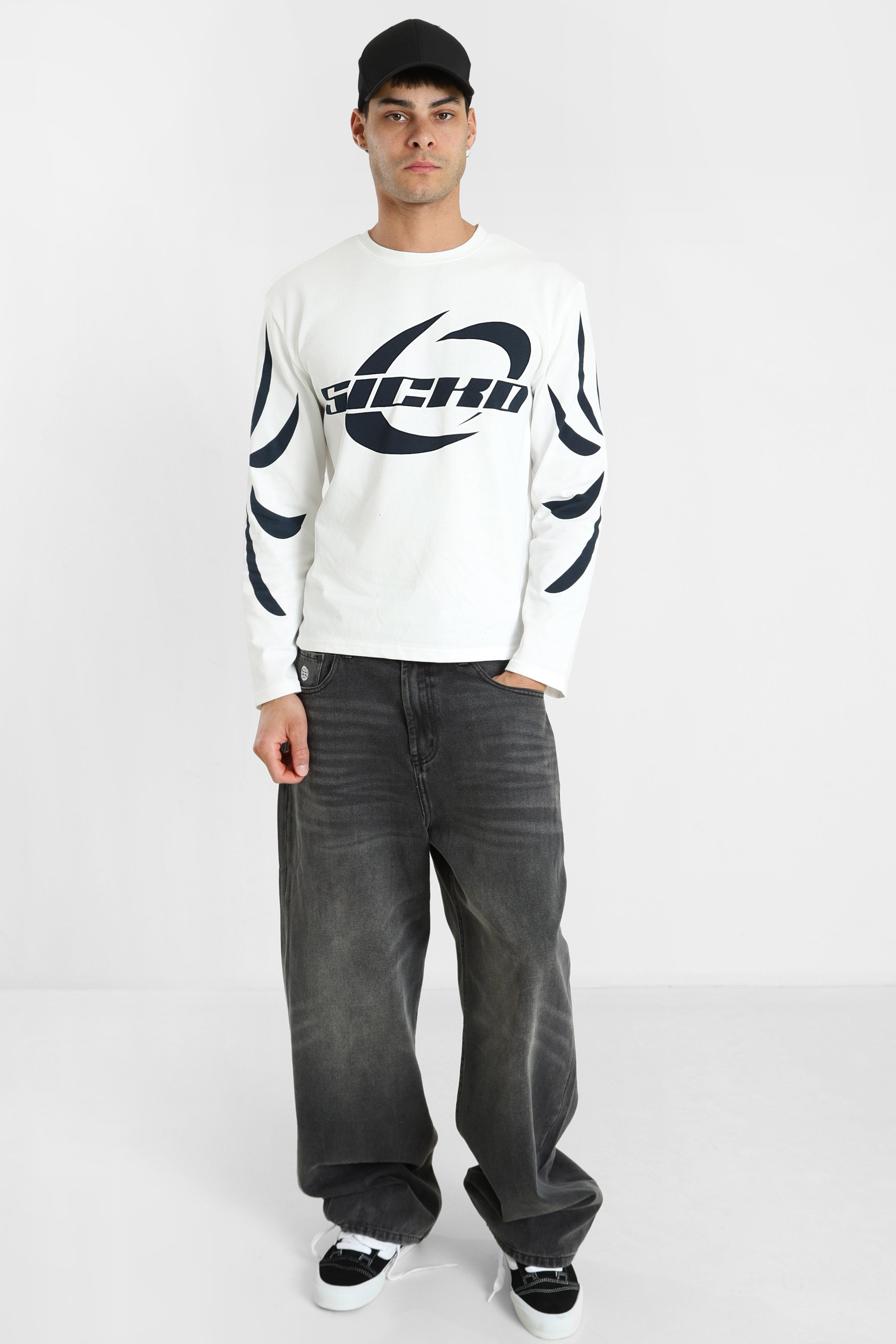 Shirt manches longues - Ecru + Noir