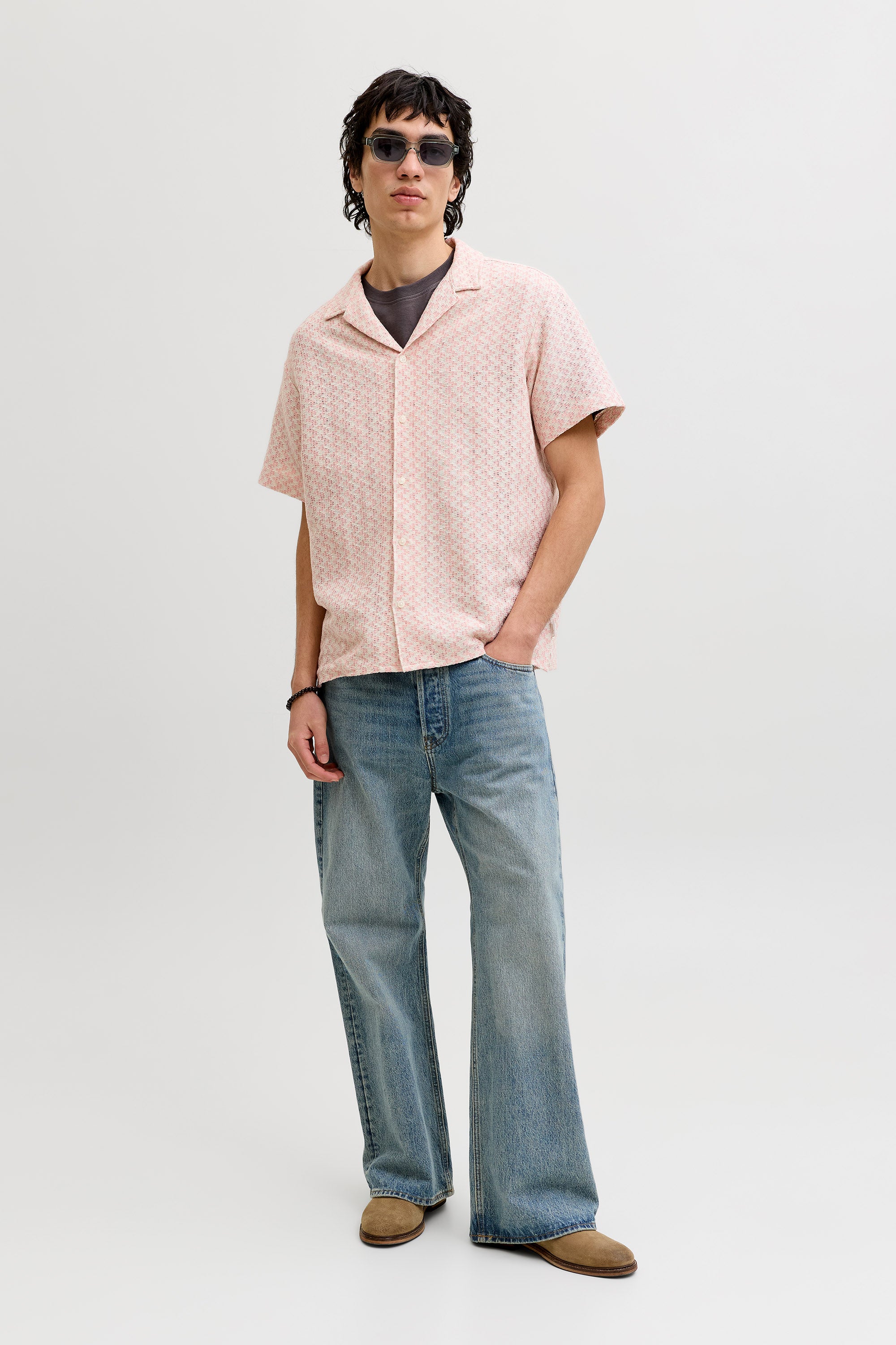 JORMONTAUK shirt in structured fabric - Peach Melba