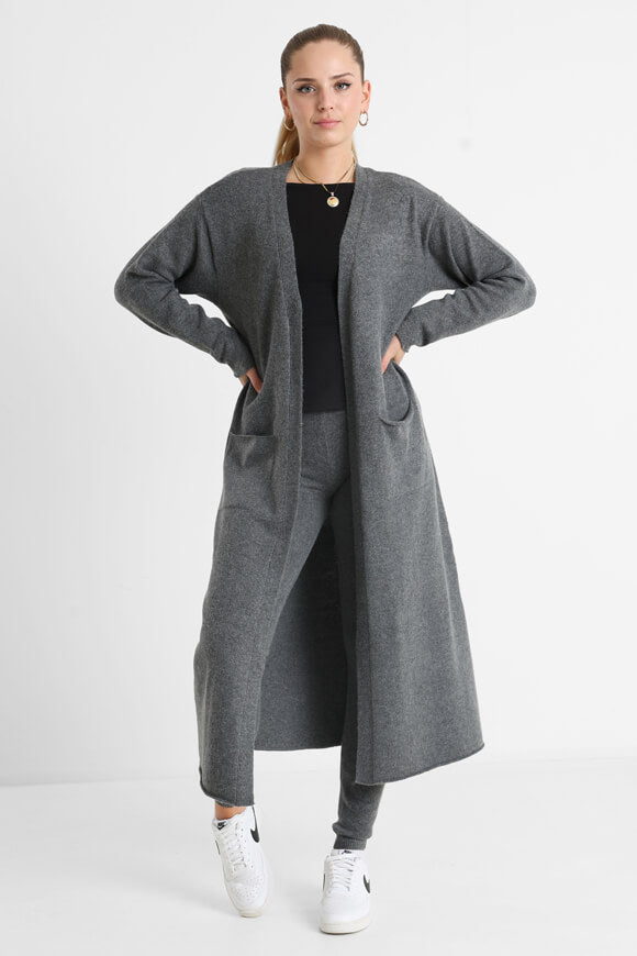 Lange Strickjacke - Dunkelgrau