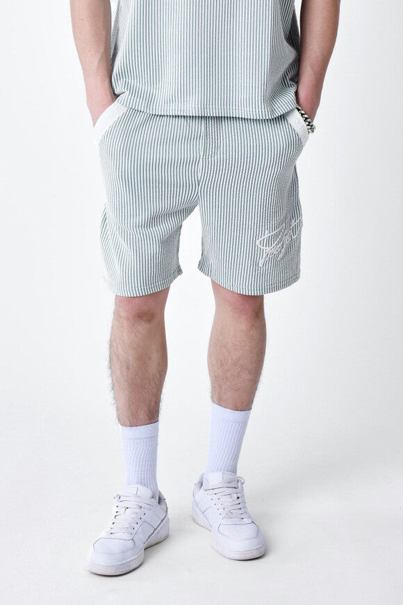 Shorts mit Strukturstoff - Green + Offwhite