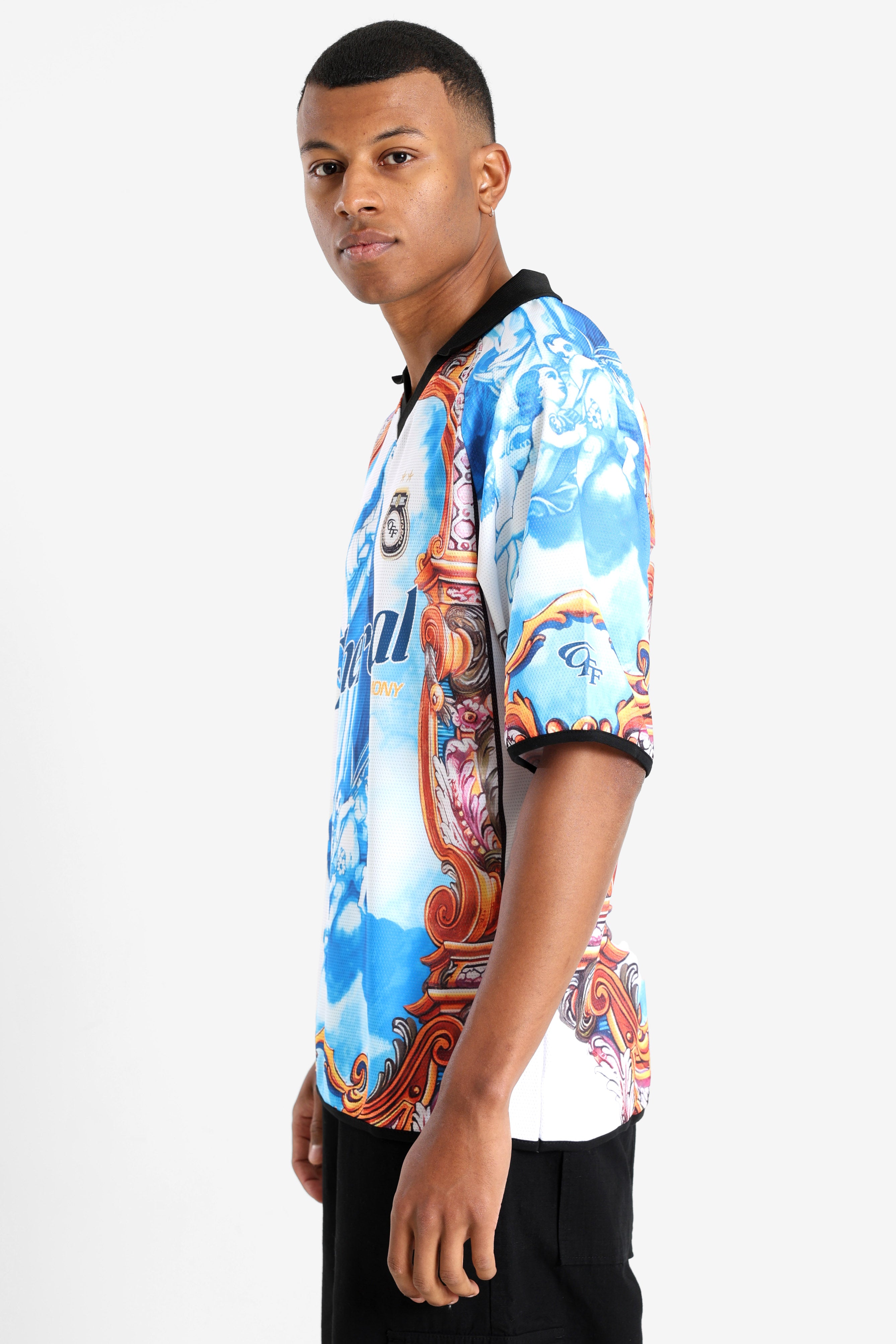 Mesh Poloshirt - White + Blue