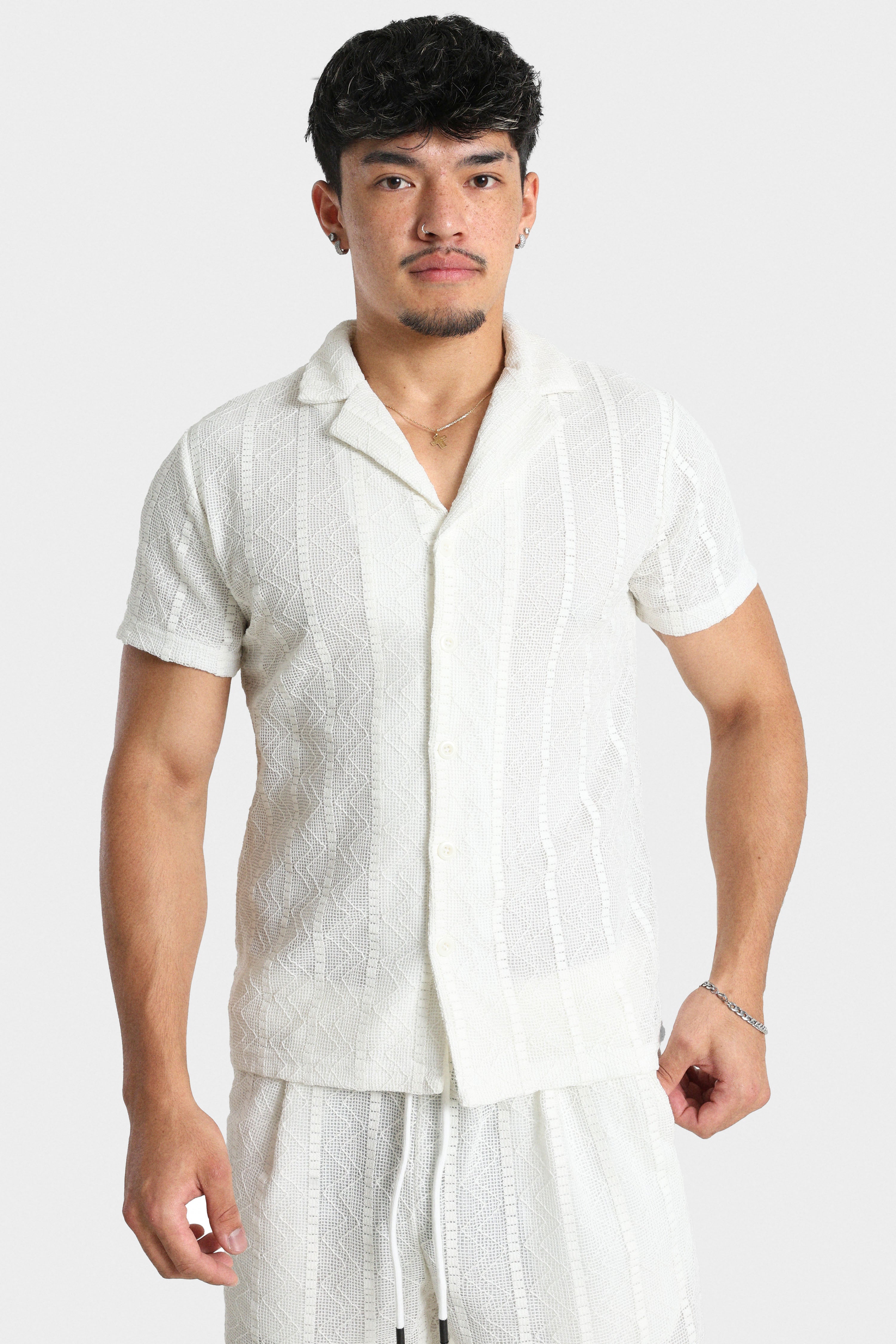 Strukturiertes Hemd - White