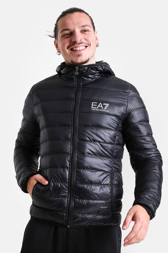 Leichte Puffer Daunenjacke - Black + White