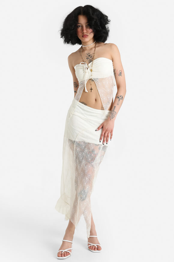 Mesh bandeau crop top - Ecru