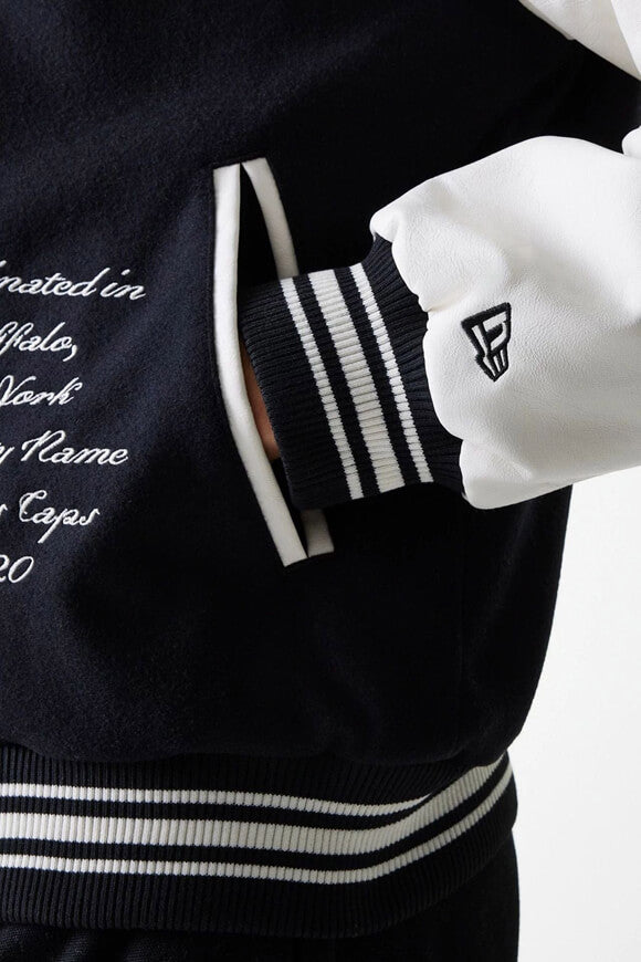 Varsity college jacket - Black + Offwhite