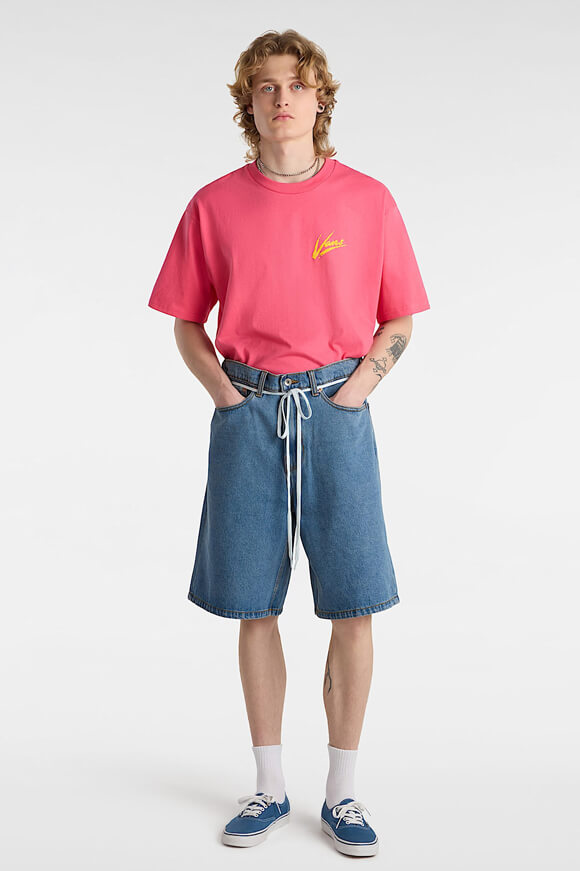 Pantaloncini in denim check-5 baggy fit - stonewash