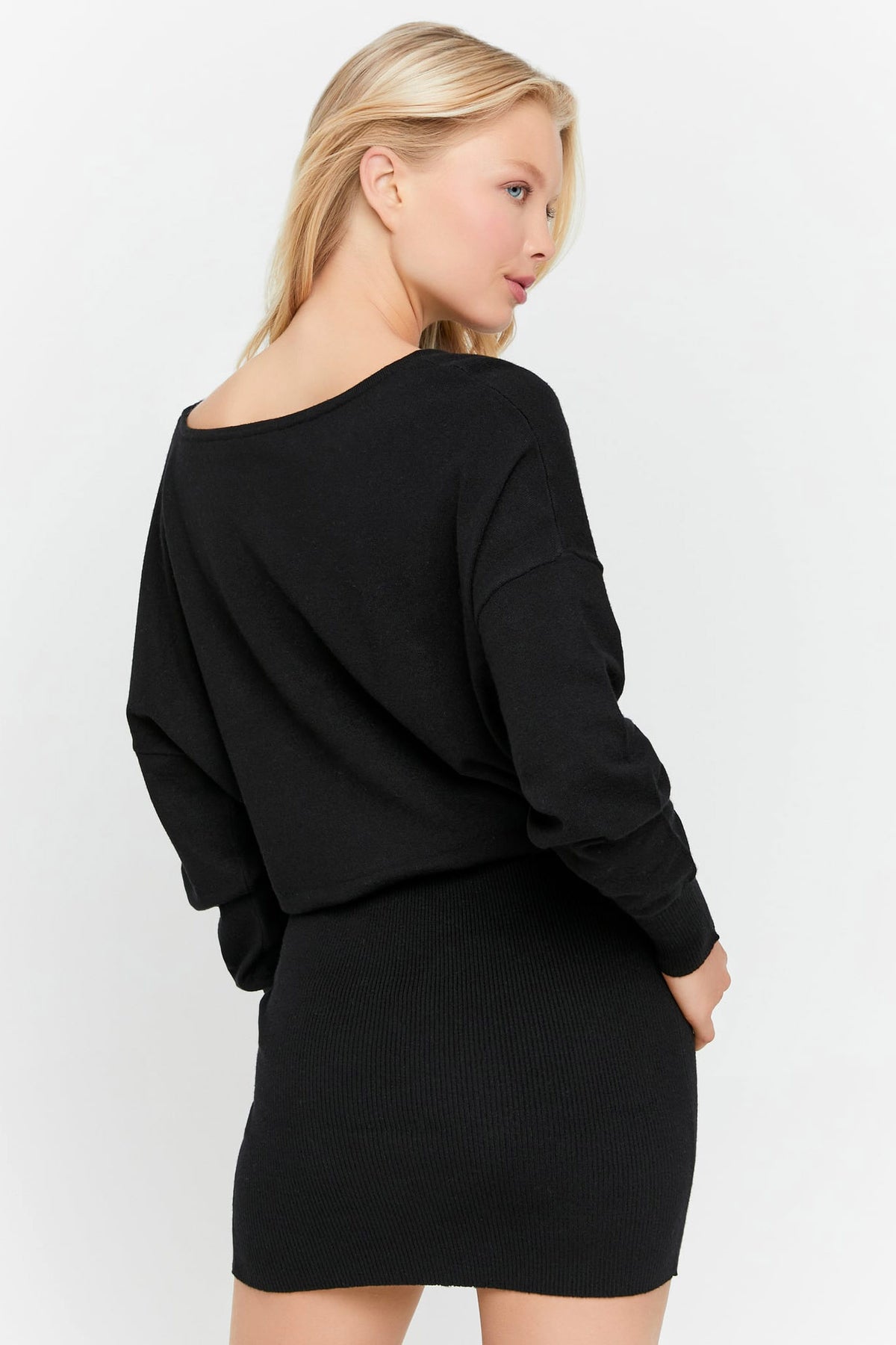 Strick-Minikleid - Black