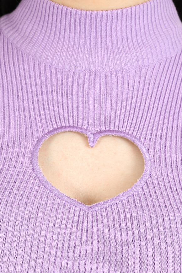 Gerippter Crop Strickpullover - Lila