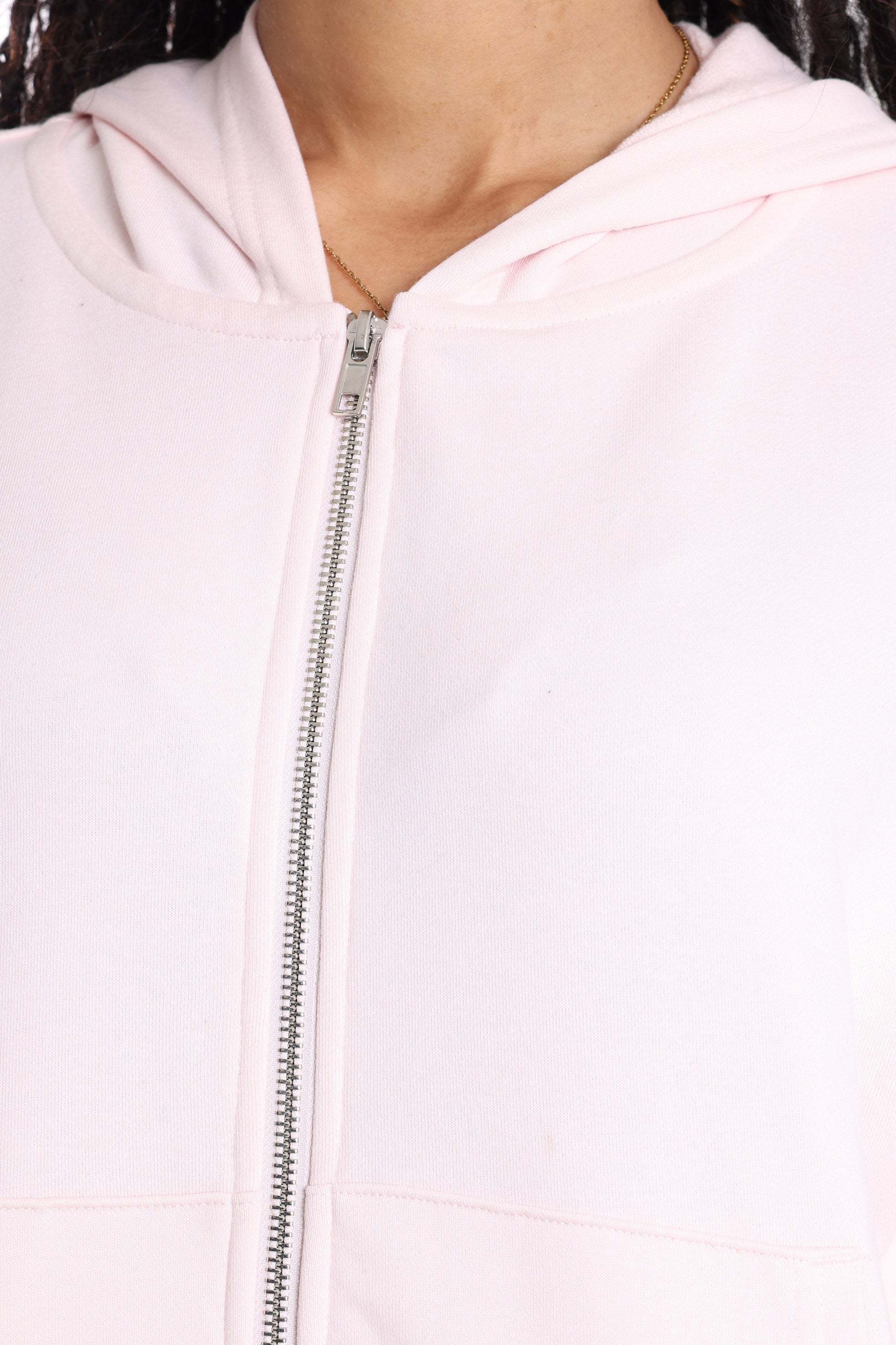 Sweat zippé à capuchon - Rose clair