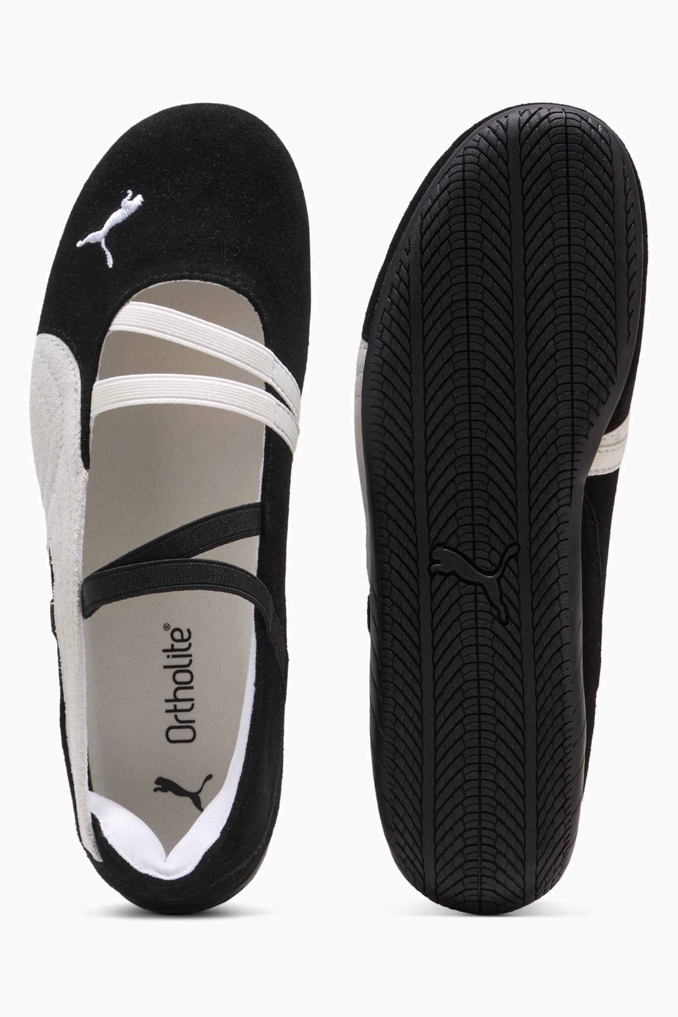 Speedcat ballerines en daim - Black + Warm White