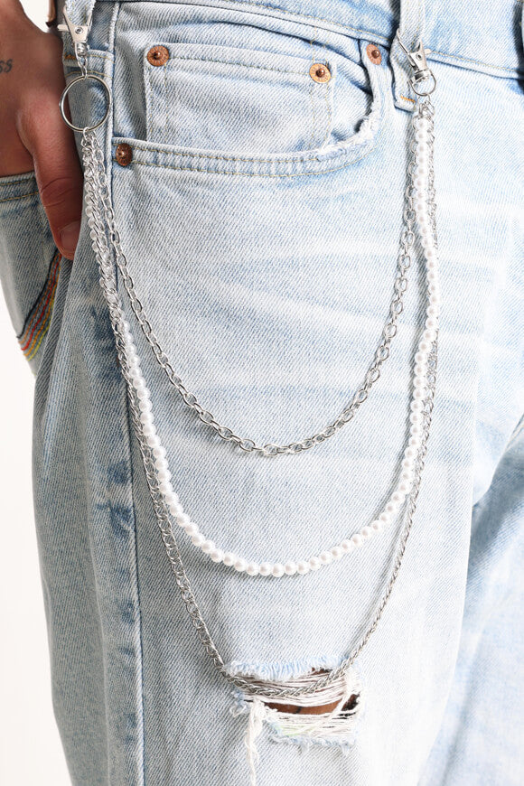Trouser chain - white + silver