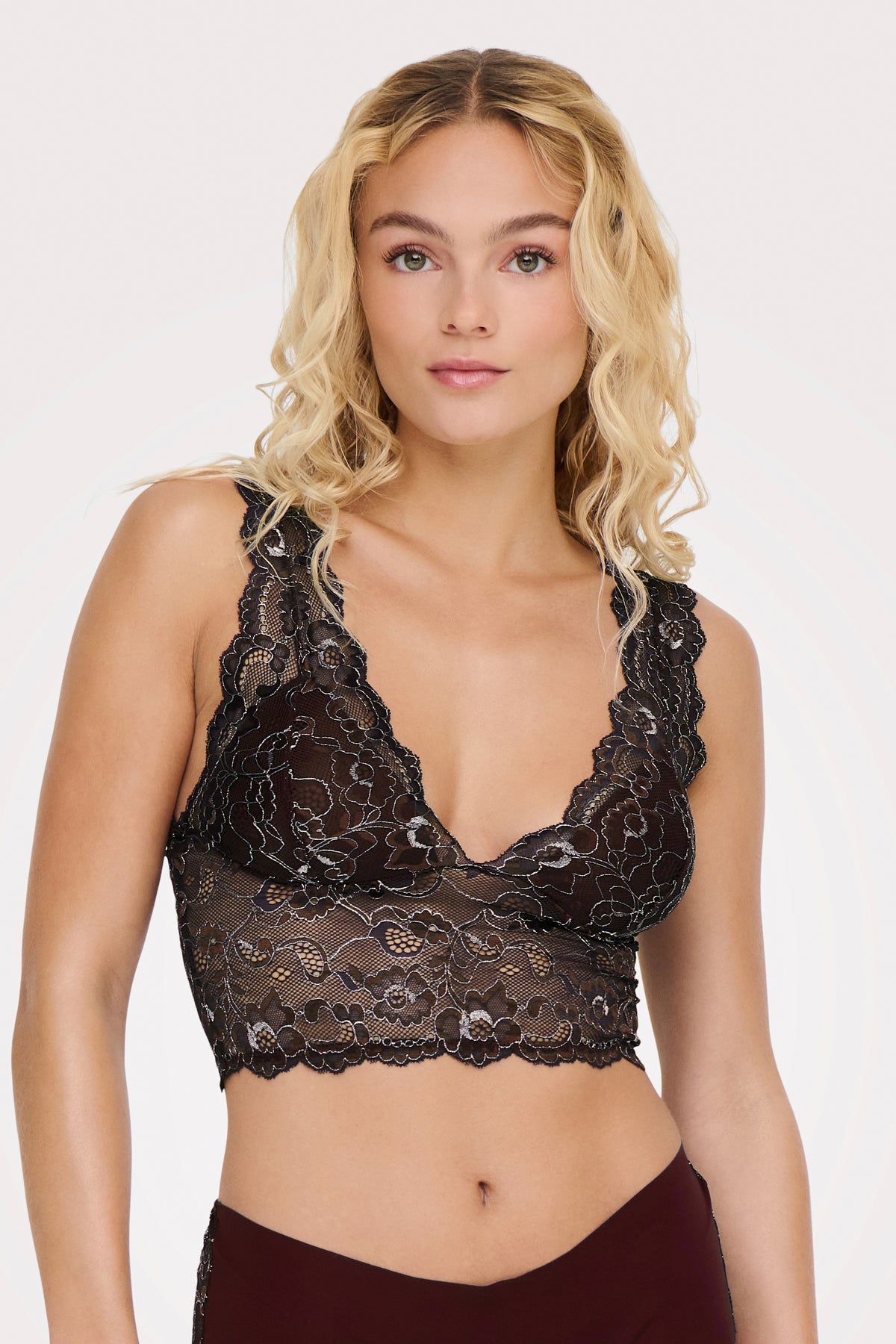 ONLCHLOE bralette en mesh avec fil lurex - Coffee Bean