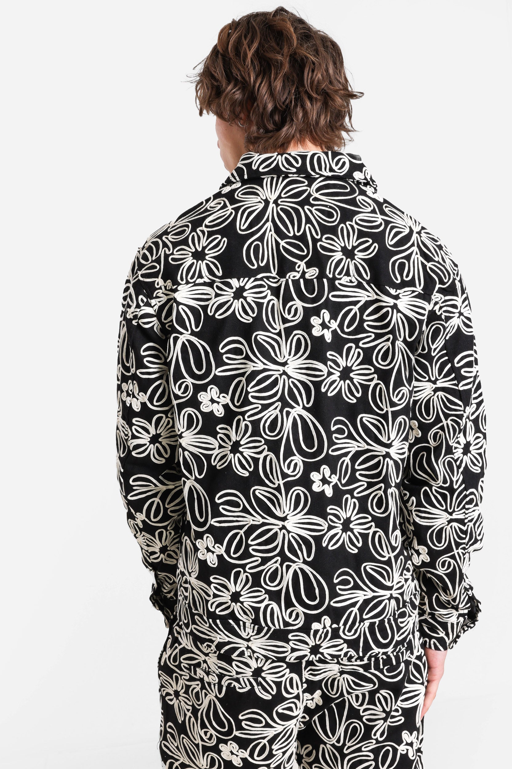 Leichte Jacke aus Twill - Black + Offwhite