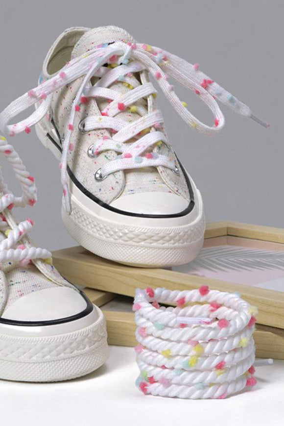 Lacets 150 cm tressés - White + Multicolor