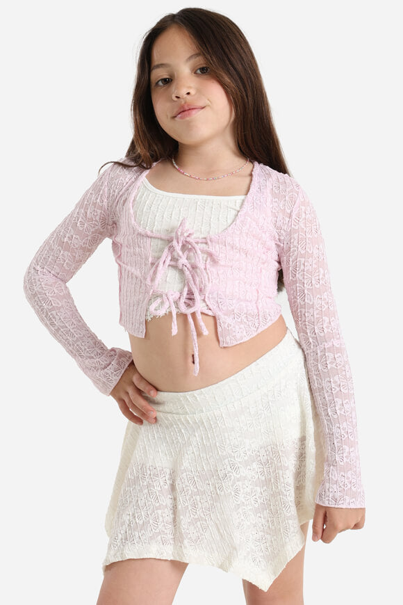 Spitzen Crop Bluse - Pink