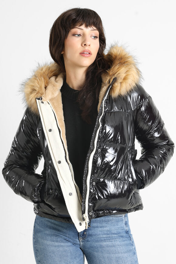 Vinyl Pufferjacke - Black